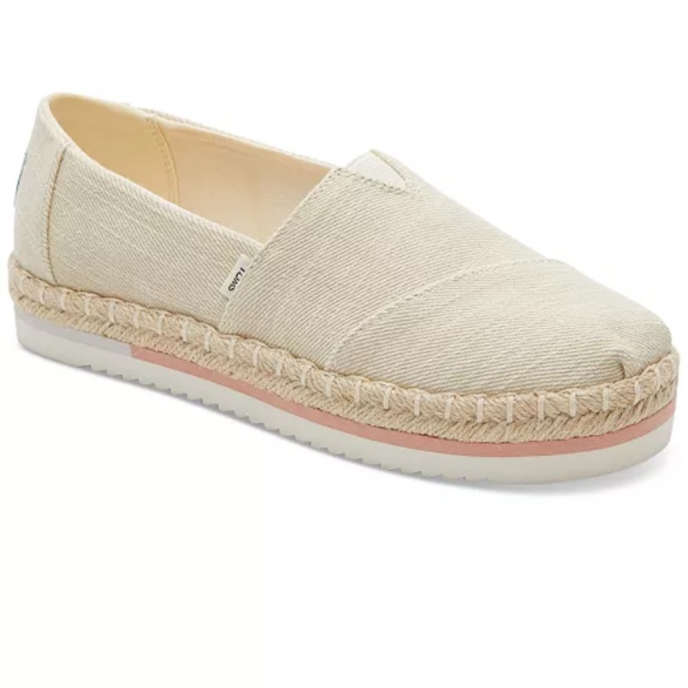 TOMS Beige Canvas platform Alpargata Slip-Ons  new size 9.5